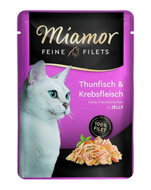 MIAMOR Feine Filets hrana umeda pisica, ton si rac in jeleu 100 g