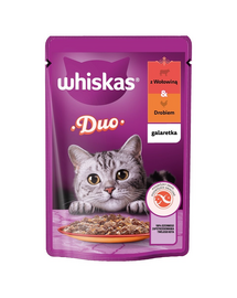 WHISKAS Adult plic 85 g vita si pasare in gelatina, hrana pisica adulta