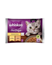 WHISKAS Pure Delight hrana pisici adulte 4x85g bucati de pui si curcan in aspic