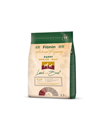 FITMIN Dog Nutritional Programme Medium Maxi Puppy Lamb&Beef 2,5 kg Hrana catei talie medie si mare, cu miel si vita