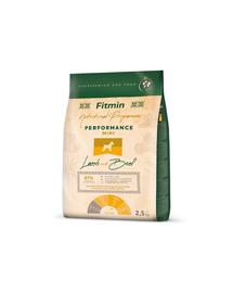 FITMIN Dog Nutritional Programme Mini Performance Lamb&Beef 2,5 kg Hrana caini talie mica, cu nivel de activitate foarte ridicat, cu miel si vita