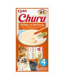 INABA Churu Chicken with beef 4x14g recompensa Churu cu pui si vita pentru pisica