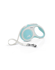 FLEXI New Comfort lesa automata cu banda pentru caini, albastru deschis cu alb, marimea S, 5 m