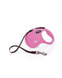 FLEXI New Classic lesa automata cu banda pentru caini, roz, marimea S, 5 m