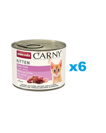 ANIMONDA Carny Kitten Baby Paté 6x200 g Pateu pentru pisoi, cu vita si pui
