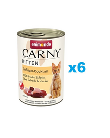 ANIMONDA Carny Kitten Poultry Cocktail 6x400 g Conserva hrana umeda pisoi, cu pasare
