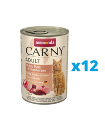 ANIMONDA Carny Adult pui, inimi de curcan și rață 12 x 400 g