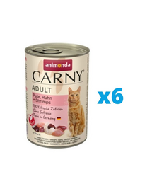 ANIMONDA Carny Adult set curcan, pui, creveti 6 x 400 g conserve pisica