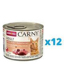 ANIMONDA Carny Adult Set conserve pisici, cu inimi de pui, curcan si rata12 x 200 g