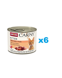 ANIMONDA Carny Kitten Veal&Chicken&Turkey 6x200 g Hrana pisoi, cu vitel, pui si curcan