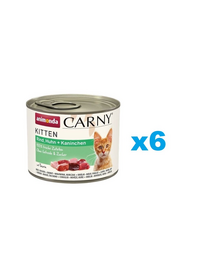 ANIMONDA Carny Kitten Beef&Chicken&Rabbit 6x200 g Conserva hrana pentru pisoi, cu vita, pui si iepure
