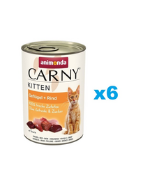 ANIMONDA Carny Kitten Poultry&Beef 6x400 g pasare si vita, conserve pentru pisoi