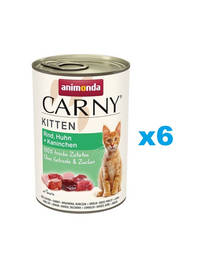ANIMONDA Carny Kitten Beef&Chicken&Rabbit 6 x 400 g Hrana umeda pentru pisoi, cu vita, pui si iepure