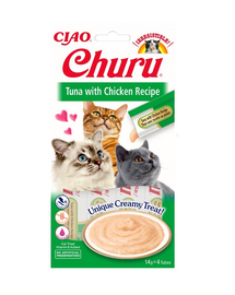 INABA Churu Cat Recompense pentru pisici, piure cu pui si ton 56 g