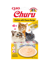 INABA Churu Cat Recompensa pentru pisici, piure cu pui si branza 56 g