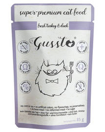 GUSSTO Cat Fresh Turkey & Duck CARNE PROASPĂTĂ DE CURCAN CU RAŢĂ 85 g