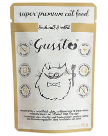 GUSSTO Cat Fresh Calf & Rabbit CARNE PROASPĂTĂ DE VIŢEL CU IEPURE 85 g