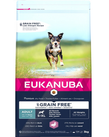 EUKANUBA Grain Free S-XL Adult 3 kg Hrana uscata caine, cu rata