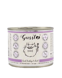 GUSSTO Cat Fresh Turkey & Duck CARNE PROASPĂTĂ DE CURCAN CU RAŢĂ 200 g