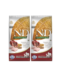 FARMINA N&D Ancestral Grain dog Adult Medium & Maxi Chicken & Pomegranate 2 x 12 kg hrana caini