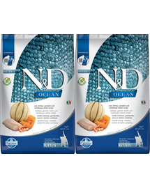 FARMINA N&D Ocean 2x5 kg hrana uscata pisoi, pisici gestante si care alapteaza, cod, creveți, dovleac si pepene galben