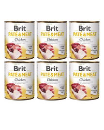 BRIT Pate&Meat chicken 6 x 800 g Hrana pentru caini adulti, pateu cu pui