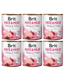 BRIT Pate&Meat puppy 6 x 800 g Hrana umeda pentru catei, pateu cu pasare