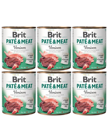 BRIT Pate&Meat venison 6 x 800 g Conserva pentru caine, cu vanat