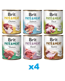 BRIT Pate&Meat Mix arome 24x800 g pate pentru caini
