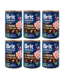 BRIT Premium by Nature Chicken and hearts 6x400 g pui si inimi, hrana naturala caini