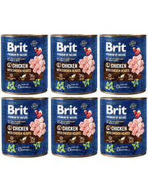 BRIT Premium by Nature chicken, hearts 6x800 g pui si inimi de pui, conserve hrana caini