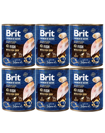 BRIT Premium by Nature Fish&Fish Skin 6x800 g alimente umede caini, peste si piele de peste
