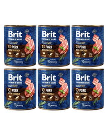 BRIT Premium by Nature Pork with Trachea 6x800 g porc si esofag, hrana umeda caine