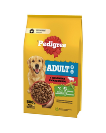 PEDIGREE Adult 500 g hrana cu vita si legume pentru caini de talie mare si medie