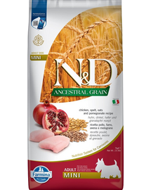 FARMINA N&D Low Grain Adult Mini Hrana uscata caini talie mica, cu pui si rodie 7 kg