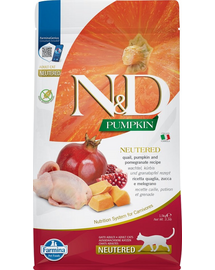 FARMINA N&D Cat Pumpkin Neutered prepeliță și rodie 1.5 kg