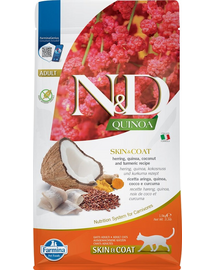 FARMINA N&D Quinoa Adult Cat Skin&Coat Hrana uscata pisici adulte, cu hering si cocos 1,5 kg