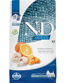 FARMINA N&D Ocean Adult mini Hrana uscata pentru caini adulti de talie mica, cu cod si dovleac 800 g