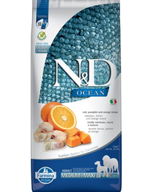 FARMINA N&D Dog Ocean Adult Medium &Maxi Hrana uscata pentru caini de talie medie si mare, cu cod si dovleac 12 kg
