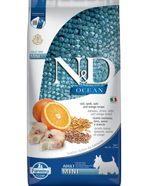 FARMINA N&D Ocean Adult Mini cu cod, spelat, ovăz, portocale 7 kg