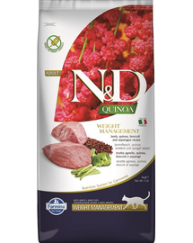 FARMINA N&D Quinoa Cat Weight Managment hrana uscata pentru pisici pentru controlul greutati, cu miel si broccoli 5 kg