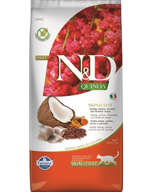 FARMINA N&D Quinoa Adult Cat Skin&Coat  Hrana uscata pisici cu intoleranta alimentara, cu hering și cocos 5 kg