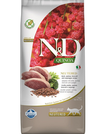 FARMINA N&D Quinoa Cat Duck, Brocolli & Asparagus Neutered Adult Sac hrana pisici sterilizate, cu rata 5 kg