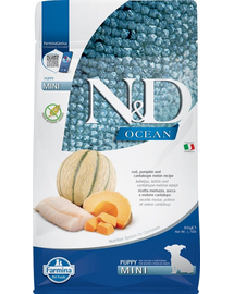 FARMINA N&D Ocean Hrana uscata pentru catei de talie mica, cu cod, dovleac si pepene galben 800 g