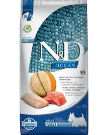 FARMINA N&D Ocean - Hrană pentru câini adulți de talie mică - somon, cod și pepene galben - 7 kg