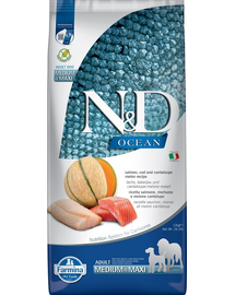 FARMINA N&D Ocean Dog Adult Medium & Maxi somon, cod si pepene galben, 12 kg
