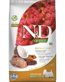 FARMINA N&D Quinoa  Hrana dietetica caini adulti talie mica, cu prepelita si nuca de cocos 2,5 kg