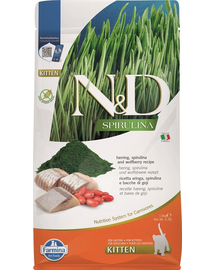 FARMINA N&D Spirulina Kitten Herring & Wolfberry 1,5 kg Hrana uscata  pentru pisoi, cu hering si spirulina