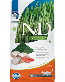 FARMINA N&D Spirulina Cat Adult Herring & Wolfberry 1,5 kg Hrana uscata pentru pisici, cu hering si spirulina