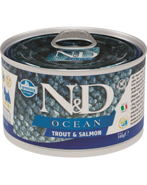 FARMINA N&D Ocean Adult Mini - Hrană umedă pentru câini cu păstrăv și somon 140 g
